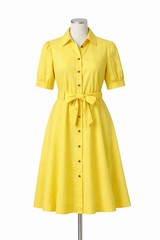 Sharagano Yellow Shirt Dress Belted Midi Easter Spring Work Resort Office Sz 10