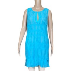 La Blanca turquoise crinkled cotton dress swim cover-up women&rsquo;s size S