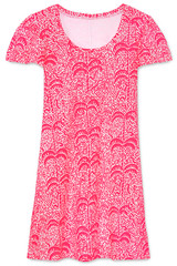 Women&rsquo;s Dress – Printed Palm Dress – Mini Dress – Medium – Cotton – Pink Red