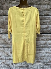 Ladies Yellow Satin Cold Shoulder Sleeve Shift Style Summer Dress UK S Length 35