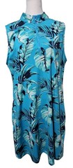 Tommy Bahama Golf Dress XL Floral Leaf Turquoise Tennis Pickleball Pockets Zip