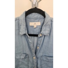 Thread & Supply Light Wash Chambray Tencel Button Down Mini Dress Small