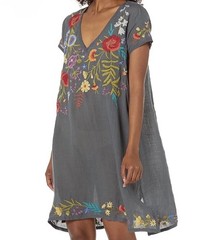 Johnny Was 3J Workshop Provence Drape Tunic Dress Small Embroidered Floral Boho