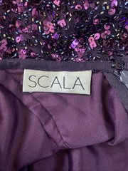 Scala Dress Sz 2 Vtg Silk Beaded Purple Formal Holiday Sequins Y2K Cocktail