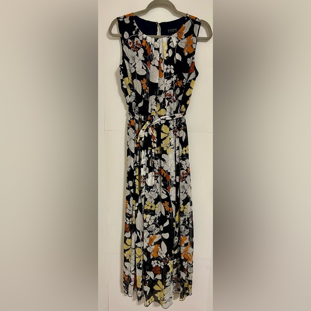 Enfocus Studio Black Floral Maxi Dress with Yellow & Orange Blooms