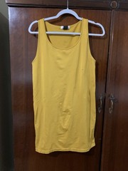 Found Cute Mustard Color Mini Dress Or Long Form Fitting Tank Sm Spandex Nylon