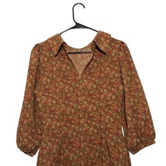 CodexMode Prairie Cottagecore Ditsy Floral Mini Dress Retro Puff Sleeve SZ Small