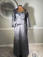 Ally&rsquo;s Metallic Silver One Shoulder Formal Evening Gown Pleated Size 3XL