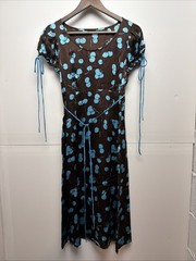 Vintage Custom-Made 100% Silk Dress Size Small Lined Over The Knee Length