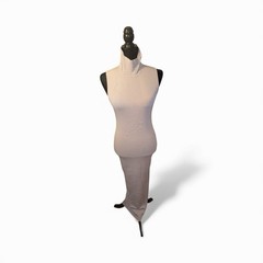 🔥 $198 BCBG MAXAZRIA Long Grey Sleeveless Ribbed Dress Style # 2DX5S46 Sz L 🔥
