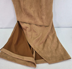 Calvin Klein Wms 10 Microsuede Sheath Dress Faux Wrap Short Sleeve Camel $134