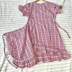 ASOS Dress Sz 10 Gingham Check Apron Sun 100% Cotton Cottage Preppy Boho Ruffle
