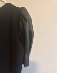 Michael Kors Black Mini Dress with Puff Leather-Trim Sleeves – Size Medium
