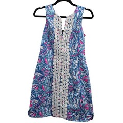 Lilly Pulitzer Dress Womens 4 Anniversary Shell Print Pineapple Zip Summer Casua