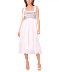 1.STATE Women&rsquo;s Cotton Tie-Shoulder Smocked Midi Dress MSRP $109