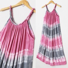 Napua Collection Honolulu Hawaii Beaded Halter Neck Maxi Dress Tie Dye Ombre OS