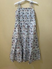Womens Roller Rabbit Sketched Floral Tie-Shoulder Tiered Maxi A-Line Dress Sz L
