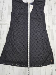 Hatley Womens Kaia Eyelet Black Dress Medium Cap Sleeves Pockets