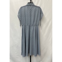 Tommy Hilfiger Blue Monogram Button Front Midi Dress Size M Preppy Workwear