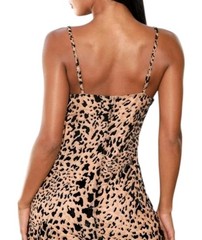 Lulus NWT Shes Feisty Leopard Print Cowl Neck Mini Dress Spaghetti Straps Size L