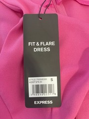 Express Pink Solid Fit & Flare V-Neck Sleeveless Short Zip Dress S