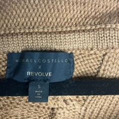 Revolve Michael Costello Celestia Off Shoulder Cable Knit Dress Tan Size Small