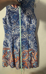 Antonio Melani Womens 14 Paisley High Neck Dress Blue Orange Border Mock A Line