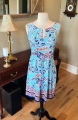 Bright Sky Blue Fit And Flare Dress Business Dinner Party