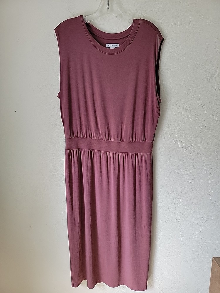 Athleta Santorini Stretch Dress Large Mauve Sleeveless Lined Pullover Jersey