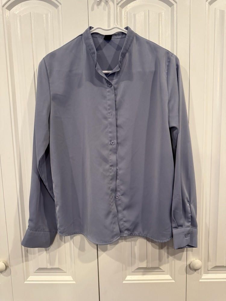 Dazy Women&rsquo;s Band-Collar DressShirt — Slate Blue Size XS