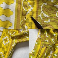 Vtg 60s Chartreuse Psychedelic Button Up Shift Tunic Mod Dress / S/M / Mock Neck