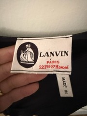 Lanvin Paris Black Long-Sleeve Draped Mini Dress