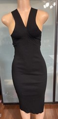 Black Bodycon Cocktail Dress With Leg Slit, Size S, Slight Stretch, Club Party
