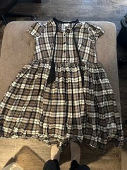 Unique Vintage 2X/18 Plaid A-Line Midi Dress Short Sleeve Button Front