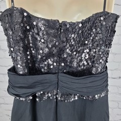 Kurt Thomas Black Silk Chiffon Sequin Strapless Lined Mini Dress Size 10