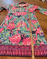 Lilly Pulitzer Sweatshirt Dress Skipper Zip Up in Flamingo Beach Pink Tunic Sz S