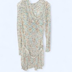 BCBGMAXAZRIA Multicolored Crochet Button Front Hooded Dress