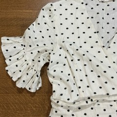 WAYF White Black Polka Dot Wrap Dress Linen Blend Rockabilly Coquette Fest Sz L