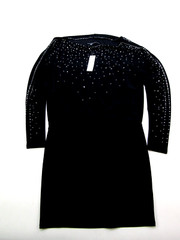 White House Black Market Blouson Dress Womens XS Black W/ Studs Eveningwear NWT