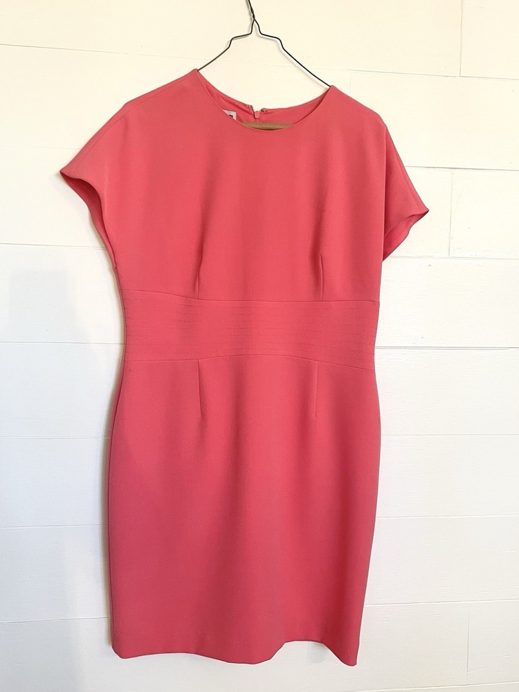 Anne Klein Pink/Melon Solid Sheath Dress Size 8 Zipper