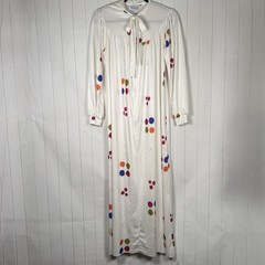 Vintage Neiman-Marcus Travel-Lite Polka Dot Maxi Dress White Retro House Gown S