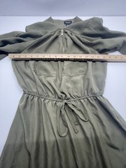 Justify Womens Olive Grn Roll Tab Sleeve Utility Mini Dress (M) Qtr Zip SKU#0123