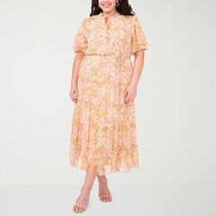 Sam & Jess Women&rsquo;s Plus Size 2X NWT Shimmer Floral Maxi Dress