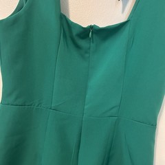 Lulus Green Solid Square Neck Mini Dress Bow Strap Sleeveless Zip Back Size L