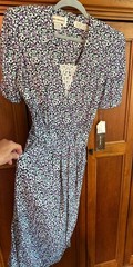 Vintage NWT Karin Stevens Women Rayon Floral Black Short Sleeve Dress Sz 10