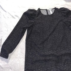 H&M Black and White Puff Sleeve Dress Polka Dot Size Medium H&M Long Sleeve – E