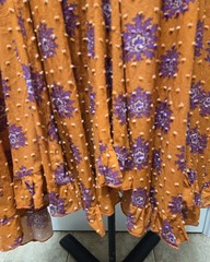 Kleid for Her Agatha Long Sleeve Mini Dress, Flower Orange, Size Large