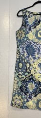 Talbots Blue Yellow Floral Shift Dress Size 12 Sleeveless Cotton Lightweight