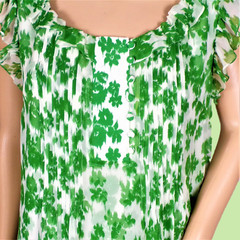 SILK! ALI RO size 6 green/white floral 100% silk shift dress dry clean only