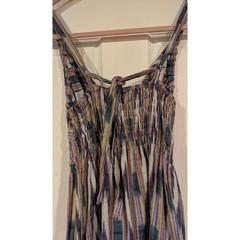 Utzpin Mini Dress L XL Multi Purple Ikat Cotton Smocked Boho Festival Summer